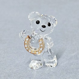 Swarovski Beer Kris Geluks Hoefijzer – kristallen beeldje met Golden Shine